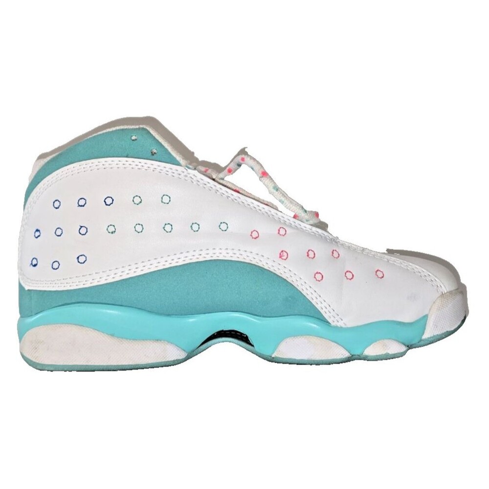 Nike Air Jordan 13 Retro Aurora Green GS Size 8.5 White Green Pink 439358-100 - Picture 5 of 9